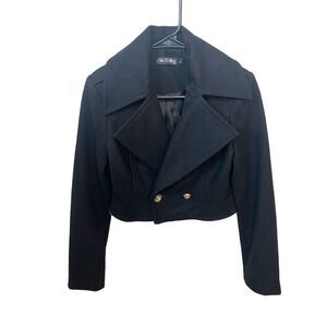 Chic & Bling Women's Black Cropped Double-Breasted Jacket Size L 1675